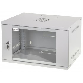 Szafa wisząca RACK 19" 6U, 400mm, Netrack ECO-Line, szara, drzwi przeszklone - 3