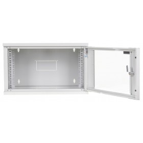 Szafa wisząca RACK 19" 6U, 400mm, Netrack ECO-Line, szara, drzwi przeszklone - 4