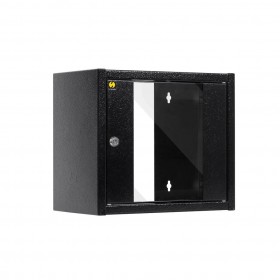Netrack S-Line wall-mounted cabinet 10'', 6U/300 mm, black, glass door - 1