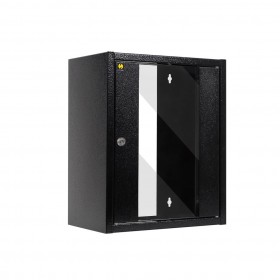 Netrack S-Line wall-mounted cabinet 10'', 9U/300mm, glass door, black - 1