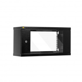 Netrack S-Line wall-mounted cabinet 19'', 4.5U/240mm - black, glass door - 1