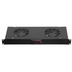 Netrack rack-mounted fans 19'' 2F with cable and thermostat, black - 2