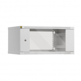 Netrack S-Line wall-mounted cabinet 19'', 4.5U/400mm, grey, glass door - 1