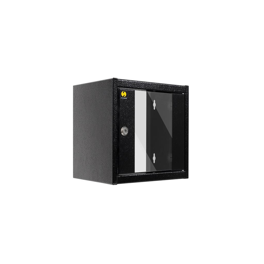 Netrack S-Line 10'' wall cabinet, 4.5U/300 mm - black, glass door